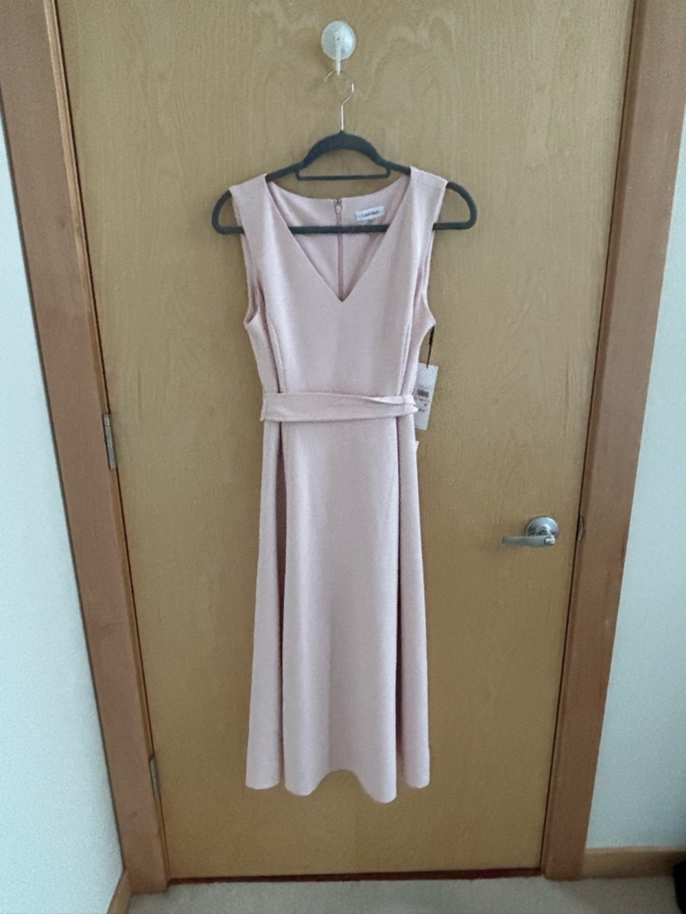 NWT Calvin Klein Sleeveless V-Neck Midi Dress in Blush